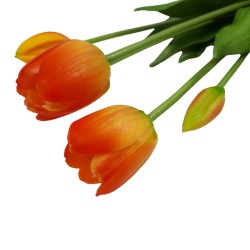 Pomarańczowe sztuczne tulipany gumowe bukiet / tulipan gumowy 5 szt.