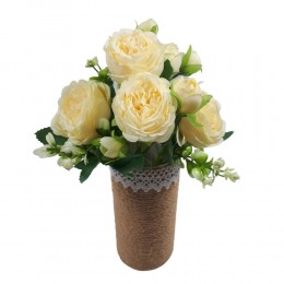 Mały bukiet sztucznych róż żółtych / sztuczne róże 5 szt.