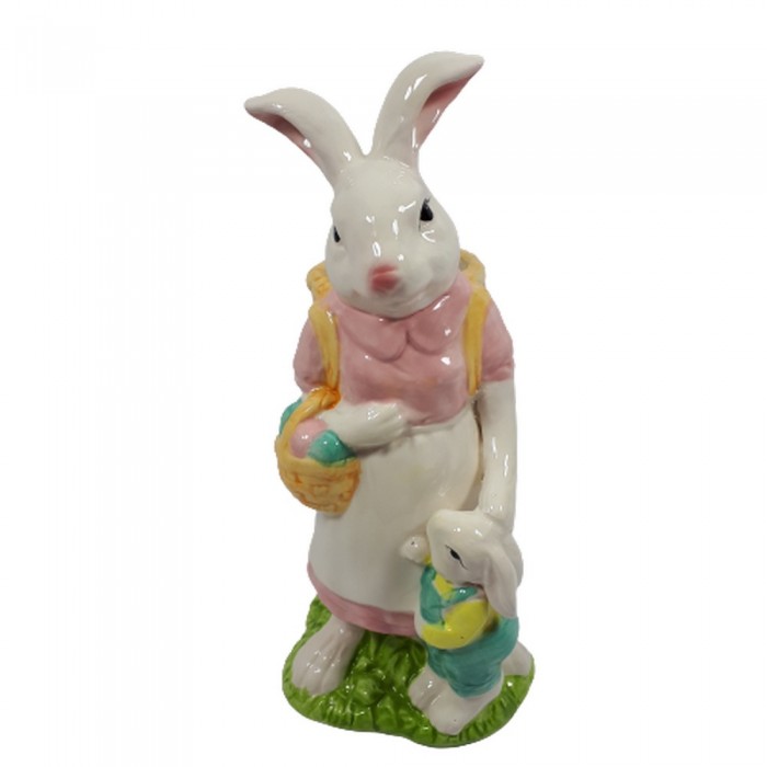 Figurka królik wielkanocny ozdoba na Wielkanoc h 30cm PANI KRÓLIK