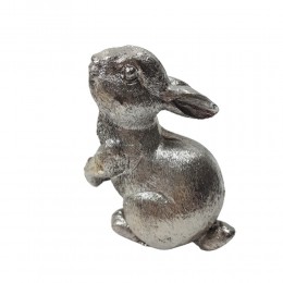 Srebrny zając mini figurka dekoracja / mały zajączek na Wielkanoc