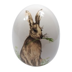 Jajo jajko ceramiczne ZAJĄC ŁĄKA wys. 16 cm / ozdoba jajko wielkanocne