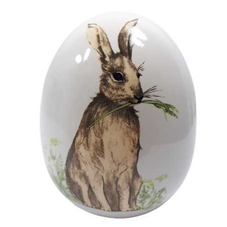 Jajo jajko ceramiczne ZAJĄC ŁĄKA wys. 16 cm / ozdoba jajko wielkanocne