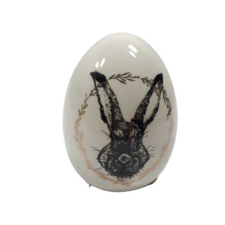 Jajko ceramiczne ZAJĄC KRÓLIK wys. 9 cm / ozdoba jajko wielkanocne