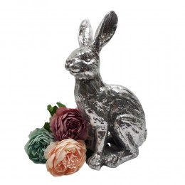 Figurka zając wielkanocny srebrny / dekoracja wielkanocna królik