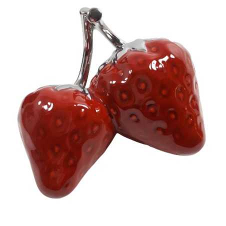 Ceramiczna figurka TRUSKAWKI czerwone srebrne