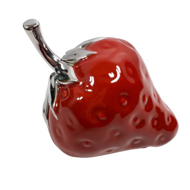 Ceramiczna figurka TRUSKAWKA czerwona srebrna h 9,5cm