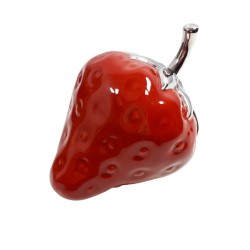 Ceramiczna figurka TRUSKAWKA czerwona srebrna h 9,5cm