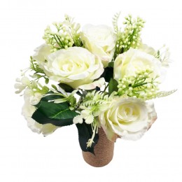 Bukiet sztucznych białych róż 7 sztuk / kwiaty sztuczne róże