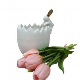 Ceramiczna osłonka na doniczkę skorupka z zajączkiem