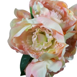 Sztuczne peonie bukiet / sztuczne żółto-różowe / piwonie sztuczne