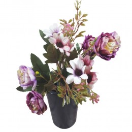 Bukiet małych sztucznych różyczek fioletowych / sztuczne róże kwiaty