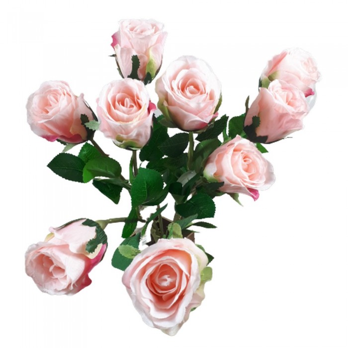 Róża sztuczna różowa gałązka 55cm / sztuczna róża jak prawdziwa