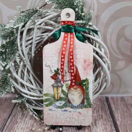 Świąteczna ozdobna drewniana deska kuchenna wykonana metodą decoupage