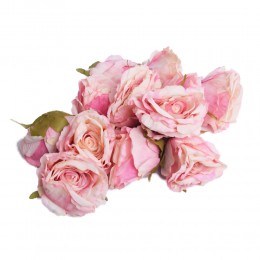 Sztuczne róże główki kwiatowe różowe 12x8cm / róża główka wyrobowa