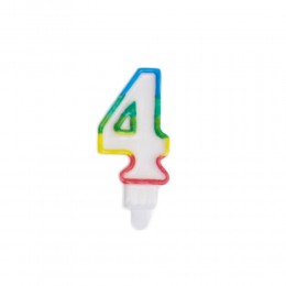 Świeczka urodzinowa kolorowy numer 4 na tort / świeczka cyferka 4