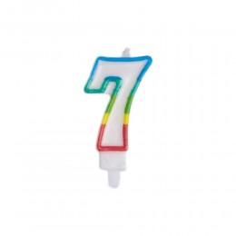 Świeczka urodzinowa kolorowy numer 7 na tort / świeczka cyferka 7