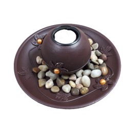 Dekoracja na stół okrągły świecznik tealight z podstawką i kamieniami