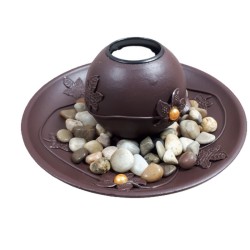 Dekoracja na stół okrągły świecznik tealight z podstawką i kamieniami, zdjęcie 3
