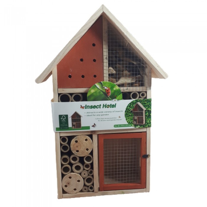 Brązowy duży domek dla owadów pożytecznych pszczół hotel dla owadów