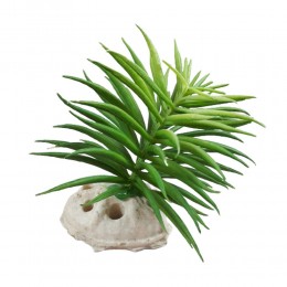 Mała sztuczna roślina na kamieniu z dziurkami do akwarium terrarium