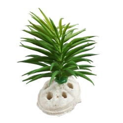 Mała sztuczna roślina na kamieniu z dziurkami do akwarium terrarium, zdjęcie 3