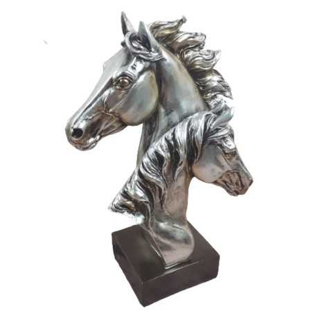 Figurka koń srebrny / figurka głowy konia na postumencie h 28cm