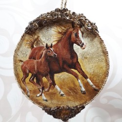 Zawieszka dekoracyjna bombka ze sklejki decoupage KOŃ konie
