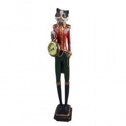 Świąteczna figurka kot z zegarem / figurka dekoracyjna h 44cm