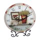 Zegar kuchenny na metalowym stojaku / okrągły zegar stojący