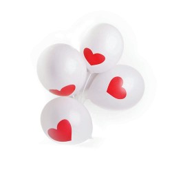Balony BIAŁE Z CZERWONYM SERCEM 6 szt., zdjęcie 3