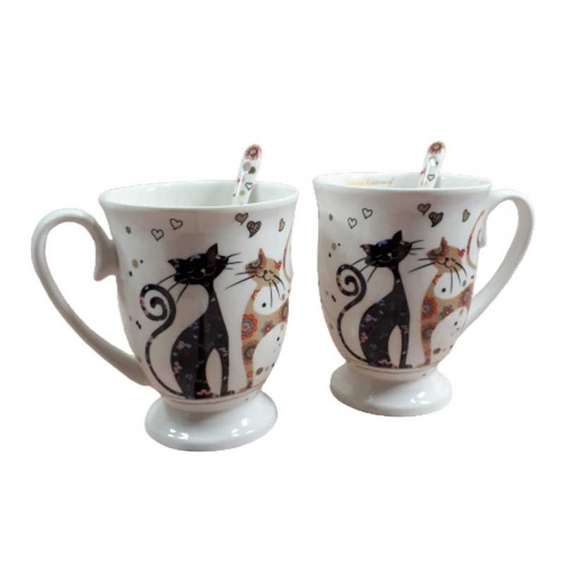 Ceramiczne kubki w koty LOVE / kubki zakochane koty poj. 300ml Ceramiczne kubki w koty LOVE / kubki zakochane koty poj. 300ml