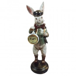 Ozdoba wielkanocna figurka królik z zegarem h33cm