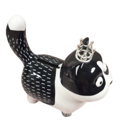 Ceramiczna figurka skarbonka otwierana KOT kotek biało czarny