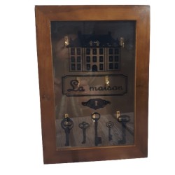 Drewniana skrzynka na klucze / brązowa szafka na klucze 32x23cm, zdjęcie 3