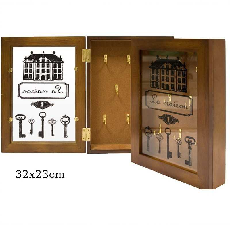 Drewniana skrzynka na klucze / brązowa szafka na klucze 32x23cm Drewniana skrzynka na klucze / brązowa szafka na klucze 32x23cm