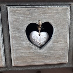 Drewniana półka z szufladkami i 3 haczykami shabby chic, zdjęcie 3