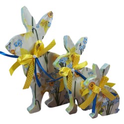 Dekor zajączek Zając siedzący ozdoba z MDF 18cm do decoupage