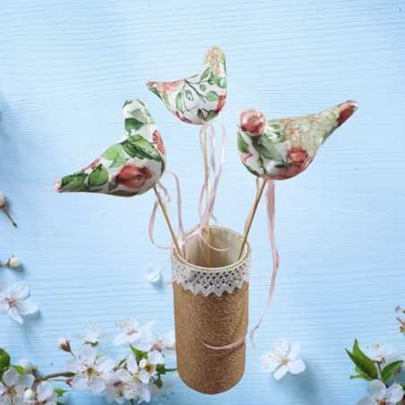 Piki ptaszki wykonane metodą decoupage ozdoba wielkanocna