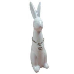 Ceramiczny zając królik wielkanocny z cyrkonią figurka dekoracyjna, zdjęcie 4
