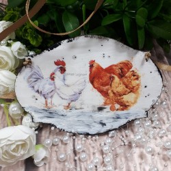 Dekoracyjny szyld drewniany deseczka wielkanocna z kurami decoupage, zdjęcie 3