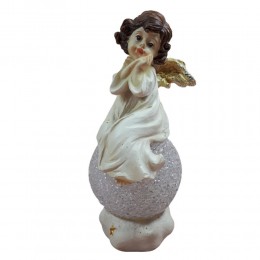 Anioł aniołek siedzący na kuli śniegowej ozdoba dekoracja świąteczna