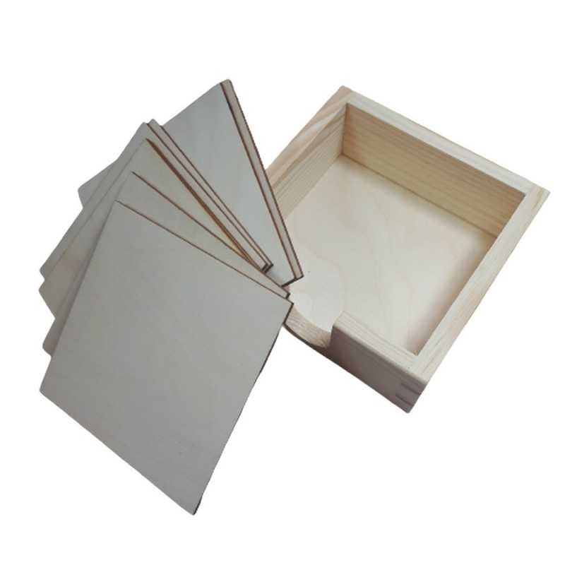 Pudełko drewniane + 8 podkładek pod kubek baza do decoupage Pudełko drewniane + 8 podkładek pod kubek baza do decoupage