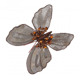 Duży sztuczny motyl na klipsie z perełkami 1szt. / motyle dekoracyjne