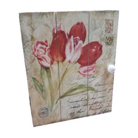 Biała drewniana skrzyneczka na klucze TULIPAN 16x20X5cm