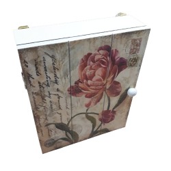 Biała drewniana skrzyneczka na klucze PIWONIA 16x20X5cm