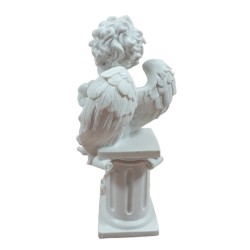 Figurka anioł siedzący na kolumnie / amor ze strzałą i łukiem h 18cm
