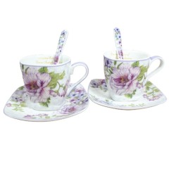 Filiżanki do espresso z porcelany dla dwojga HIBISKUS