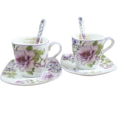 Filiżanki do espresso z porcelany dla dwojga HIBISKUS