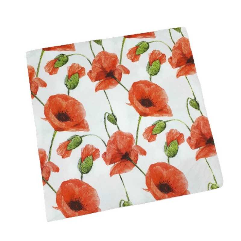 Duża papierowa serwetka do decoupage KWIATY MAKI 1 szt.