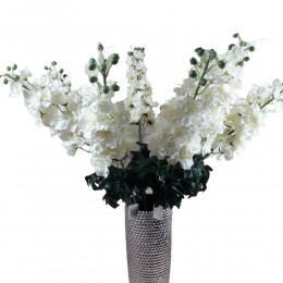Materiałowa biała ostróżka sztuczna gałązka h 80cm/ sztuczne kwiaty